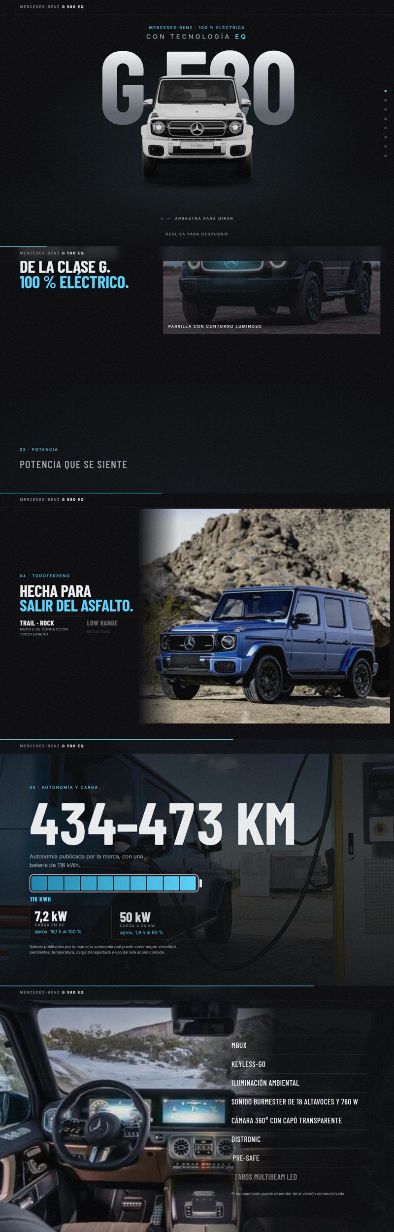 Vista de la landing del Mercedes-Benz G 580 EQ
